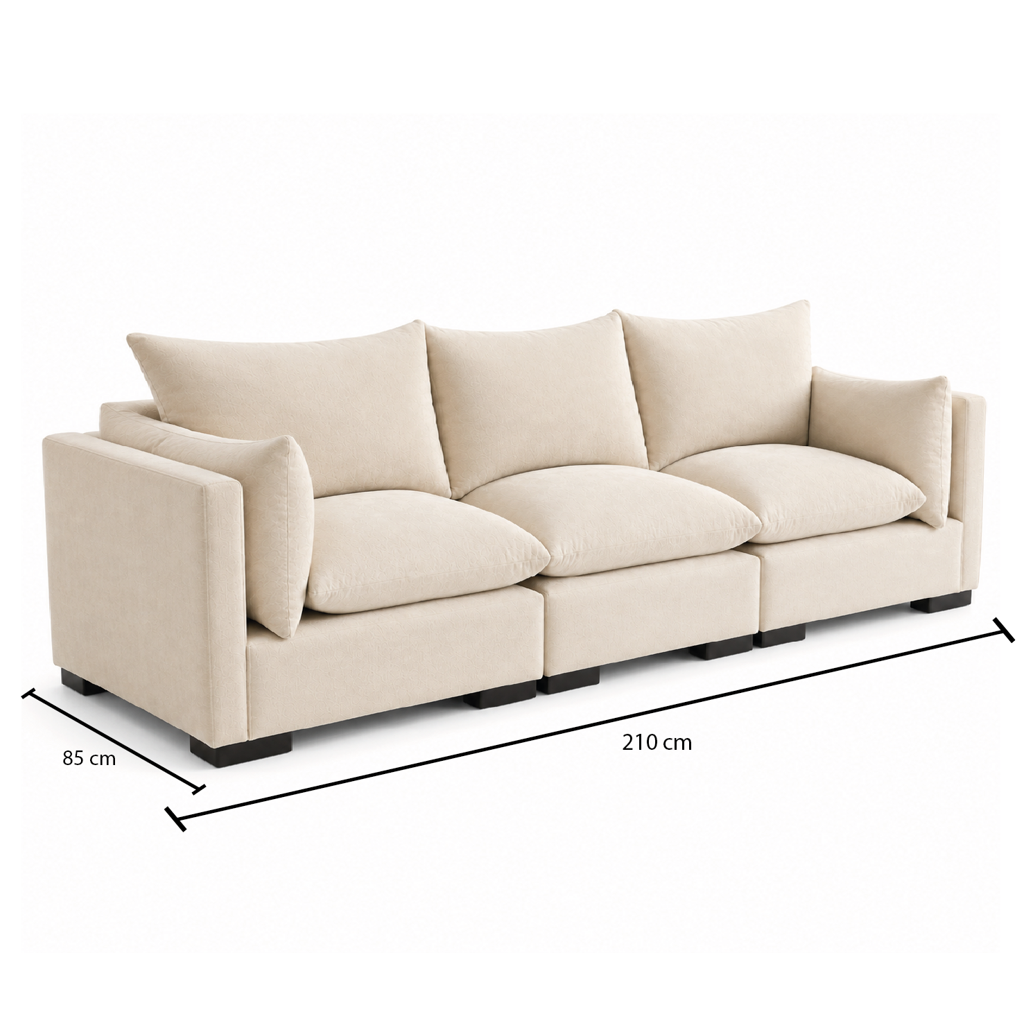 SOFÁ - SALA MODULAR COMFY ALTO HOGAR CREMA - TAPIZ ANTIFLUIDO - 3