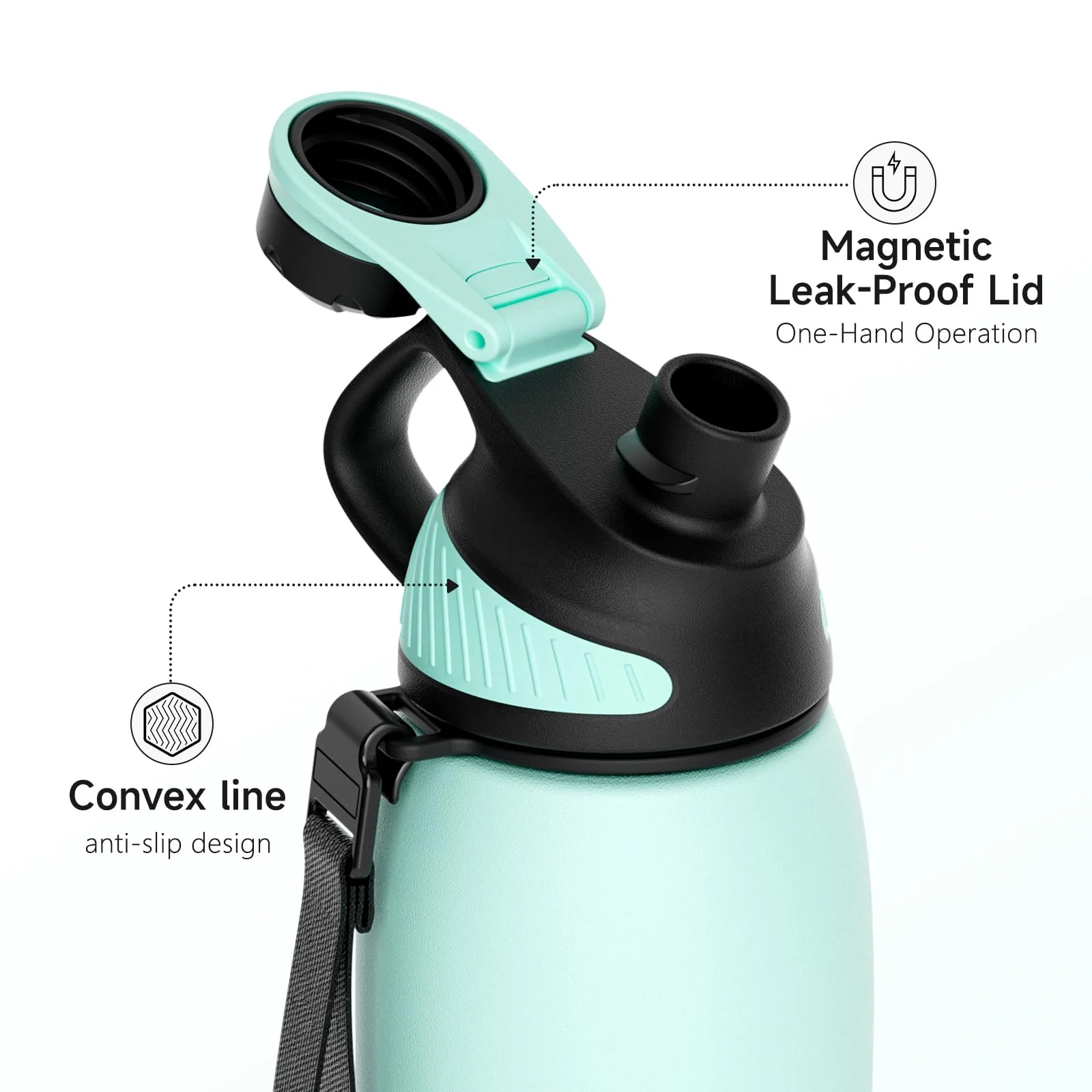 BOTELLA FJBOTTLE 1000ML AGUA DEPORTIVA CON AISLAMIENTO Y TAPA MAGNÉTICA VERDE - 3