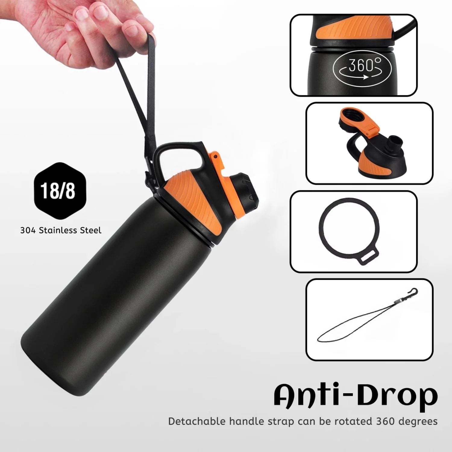 FJBOTTLE - BOTELLA DE AGUA DEPORTIVA CON AISLAMIENTO Y TAPA MAGNÉTICA 800ML - 4