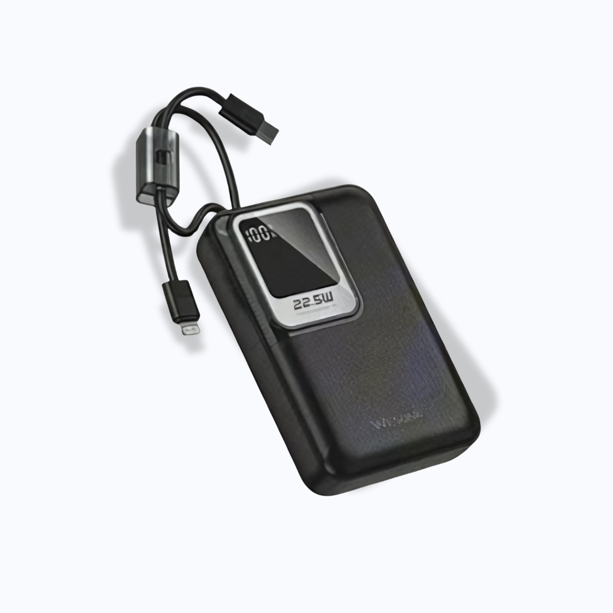 WESDAR - POWER BANK 22.5W PD LED FAST CHARGE C/CABLE LIGHTNING Y USB-C 20000MAH - NEGRO - 1