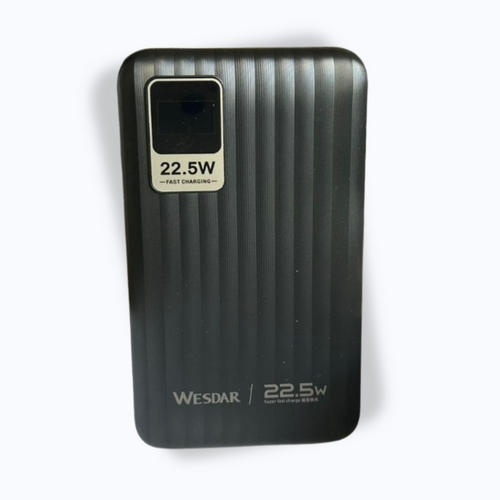 WESDAR - POWER BANK 22.5W PD LED FAST CHARGE C/CABLE LIGHTNING Y USB-C 20000MAH - NEGRO - 4