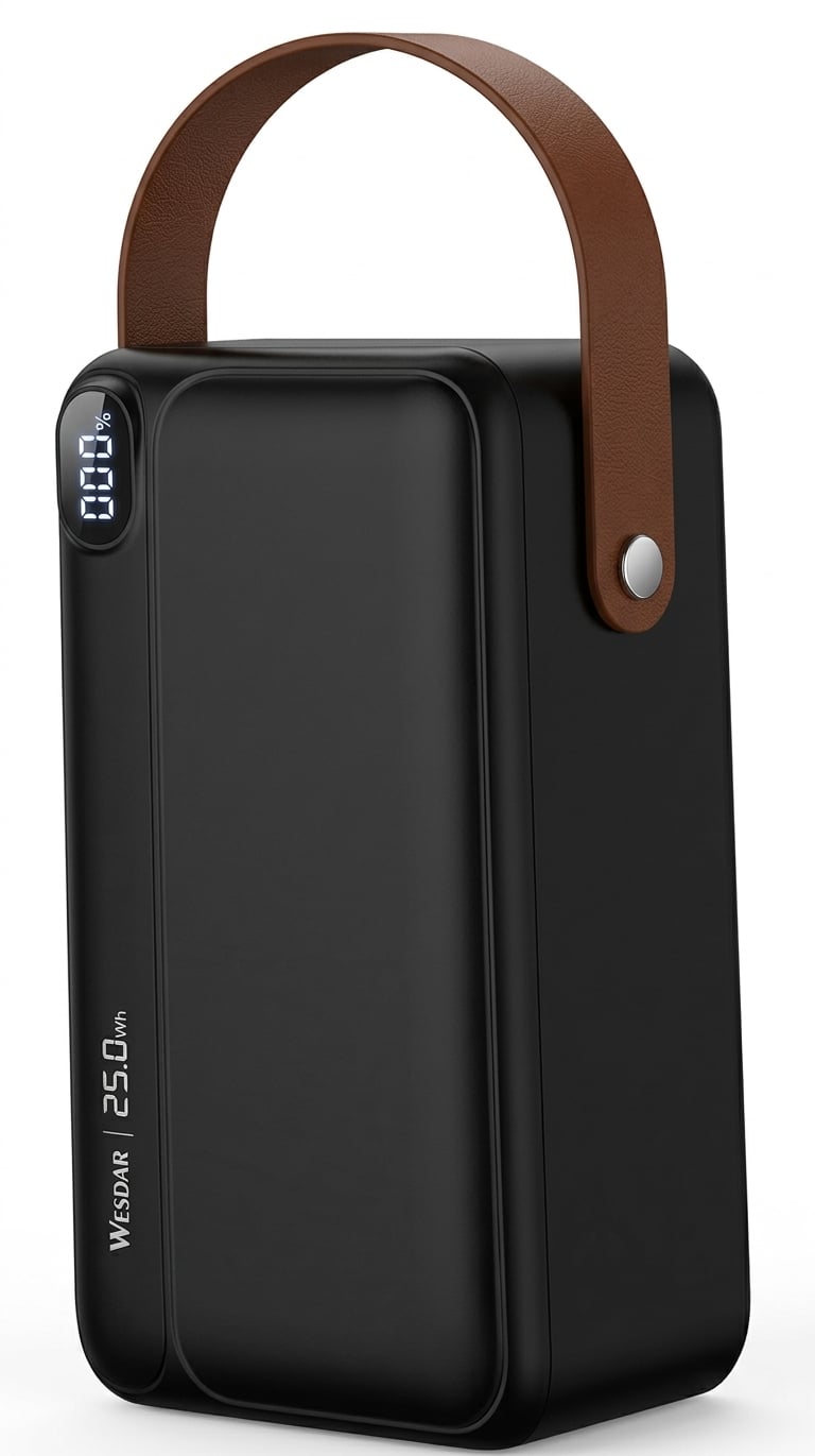 WESDAR - POWER BANK 22.5W PD LED FAST CHARGE C/CABLE LIGHTNING Y USB-C 60000MAH - NEGRO - 1