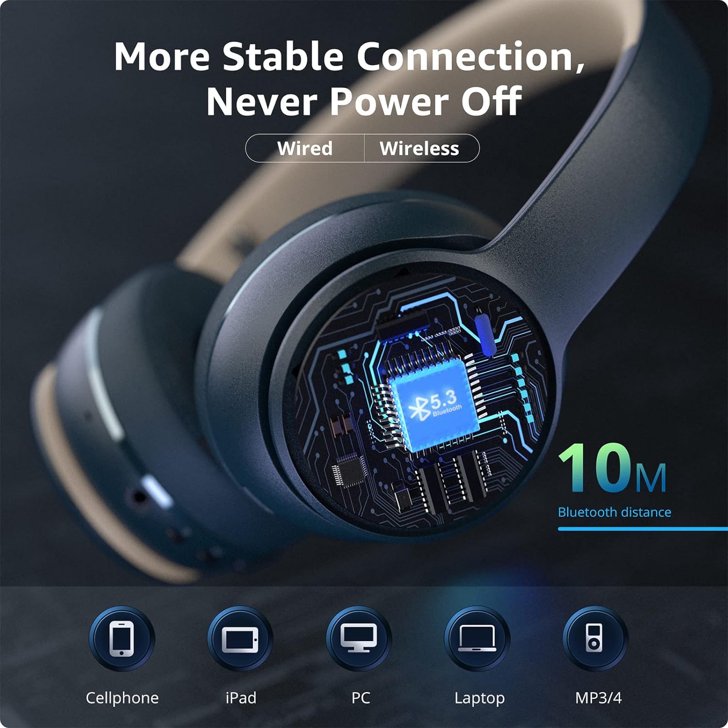 DOQAUS - AUDÍFONOS CARE 3 BT 5.3 HI-FI Y 40 HORAS DE USO - NEGRO - 2
