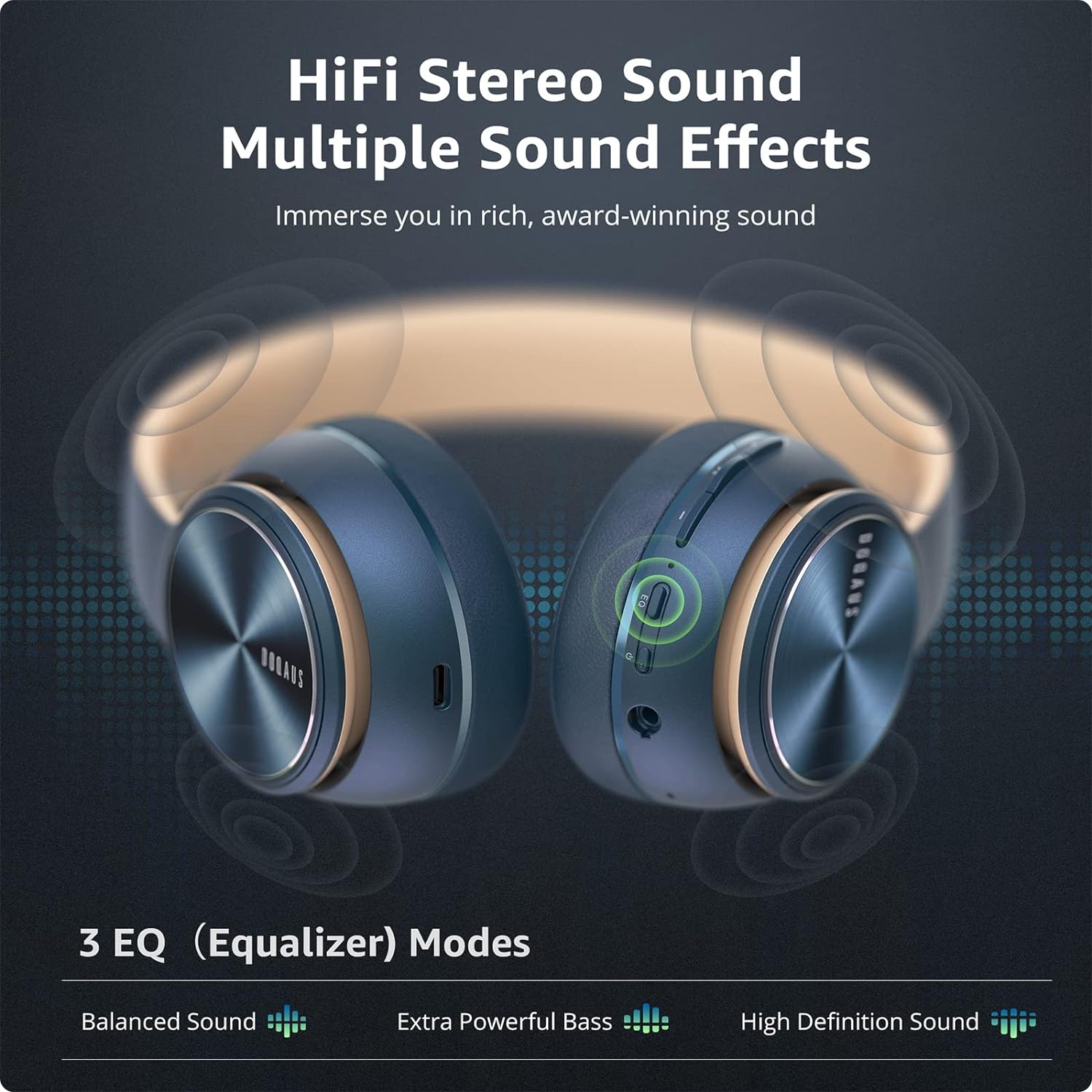 DOQAUS - AUDÍFONOS CARE 3 BT 5.3 HI-FI Y 40 HORAS DE USO - NEGRO - 3