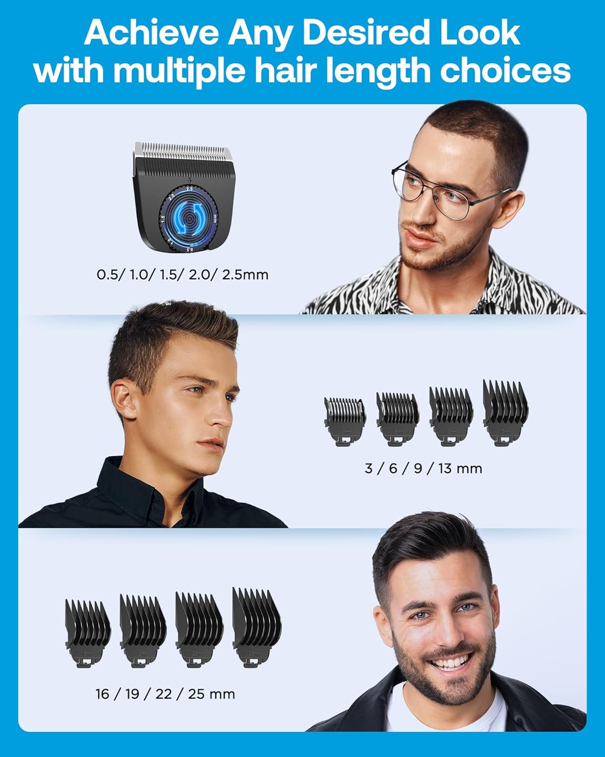 GLAKER - CORTADORA DE PELO VERSÁTIL INALÁMBRICA 2 EN 1 CON PROTECTORES DE ABS, KITS PROFESIONALES DE CORTE DE PELO - 3