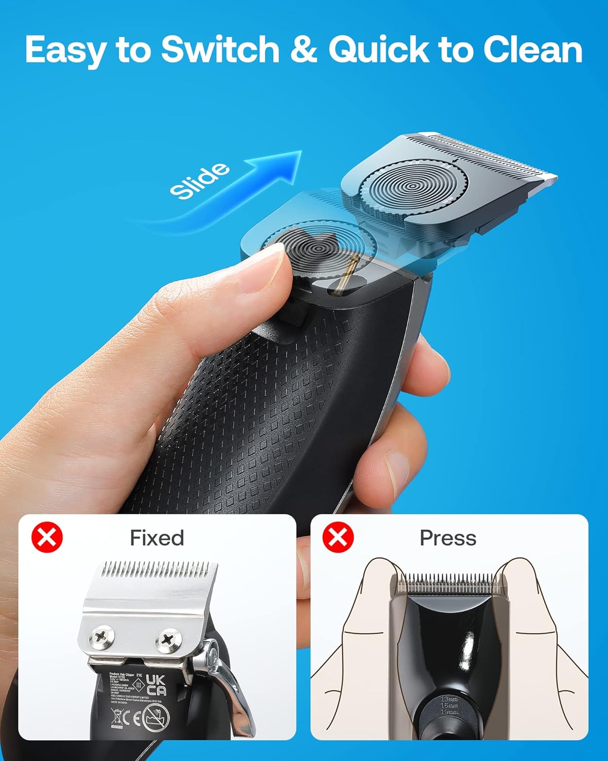 GLAKER - CORTADORA DE PELO VERSÁTIL INALÁMBRICA 2 EN 1 CON PROTECTORES DE ABS, KITS PROFESIONALES DE CORTE DE PELO - 5