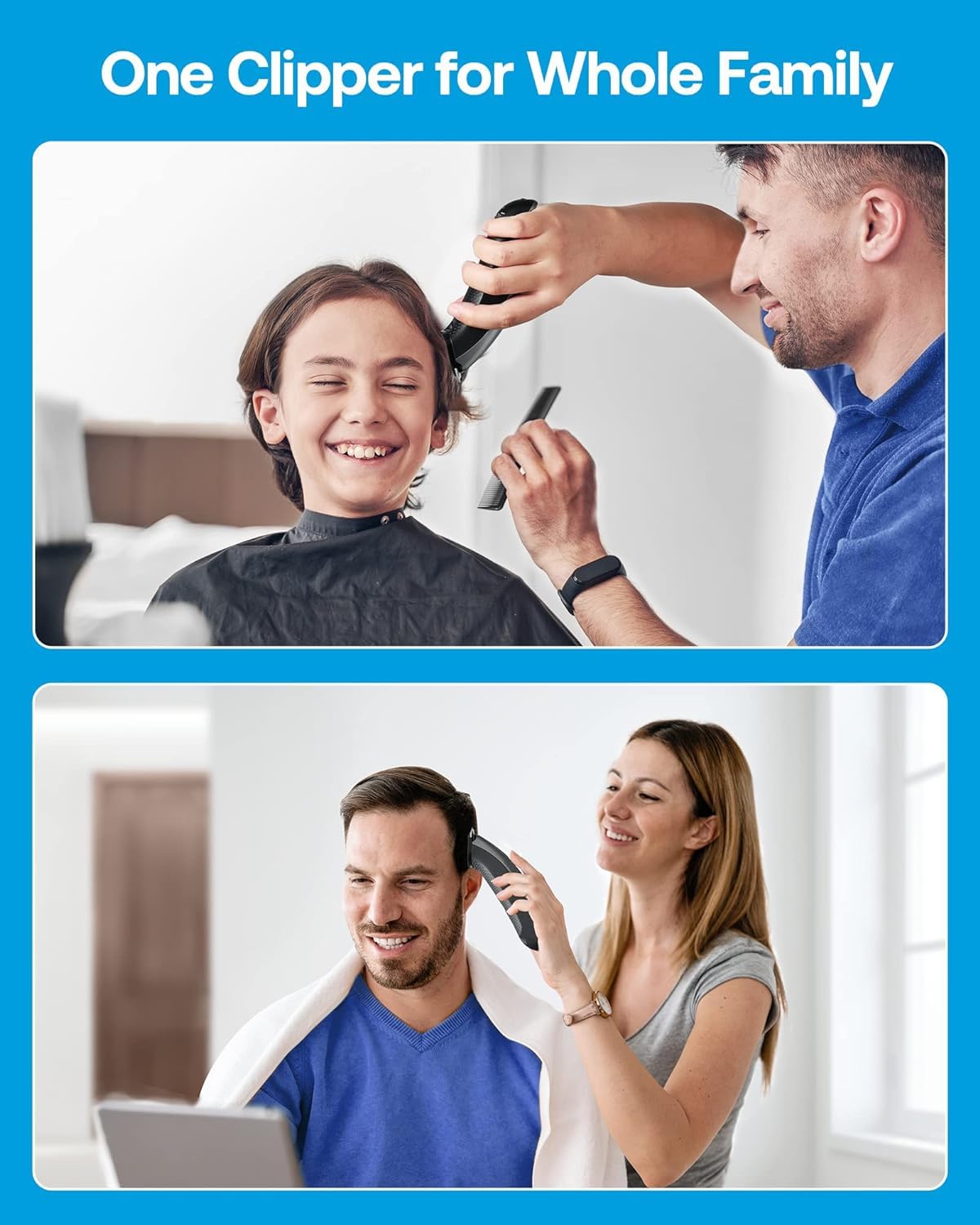 GLAKER - CORTADORA DE PELO VERSÁTIL INALÁMBRICA 2 EN 1 CON PROTECTORES DE ABS, KITS PROFESIONALES DE CORTE DE PELO - 6