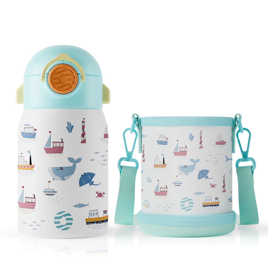 FJBOTTLE - BOTELLA DE AGUA PARA NIÑOS CON CAÑITA SIN BPA, A PRUEBA DE FUGAS, 400ML - 1