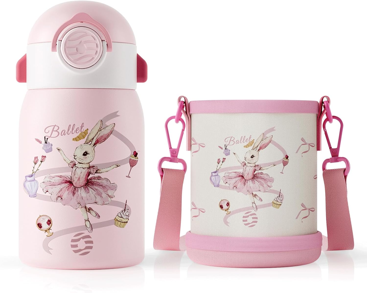 FJBOTTLE - BOTELLA DE AGUA PARA NIÑOS CON CAÑITA SIN BPA, A PRUEBA DE FUGAS, 400ML - 1