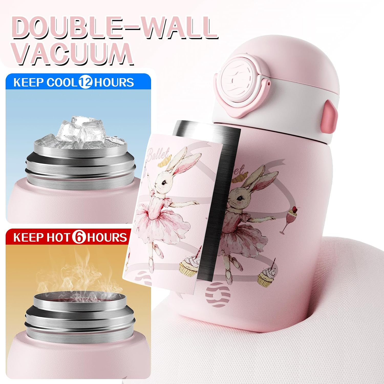 FJBOTTLE - BOTELLA DE AGUA PARA NIÑOS CON CAÑITA SIN BPA, A PRUEBA DE FUGAS, 400ML - 4