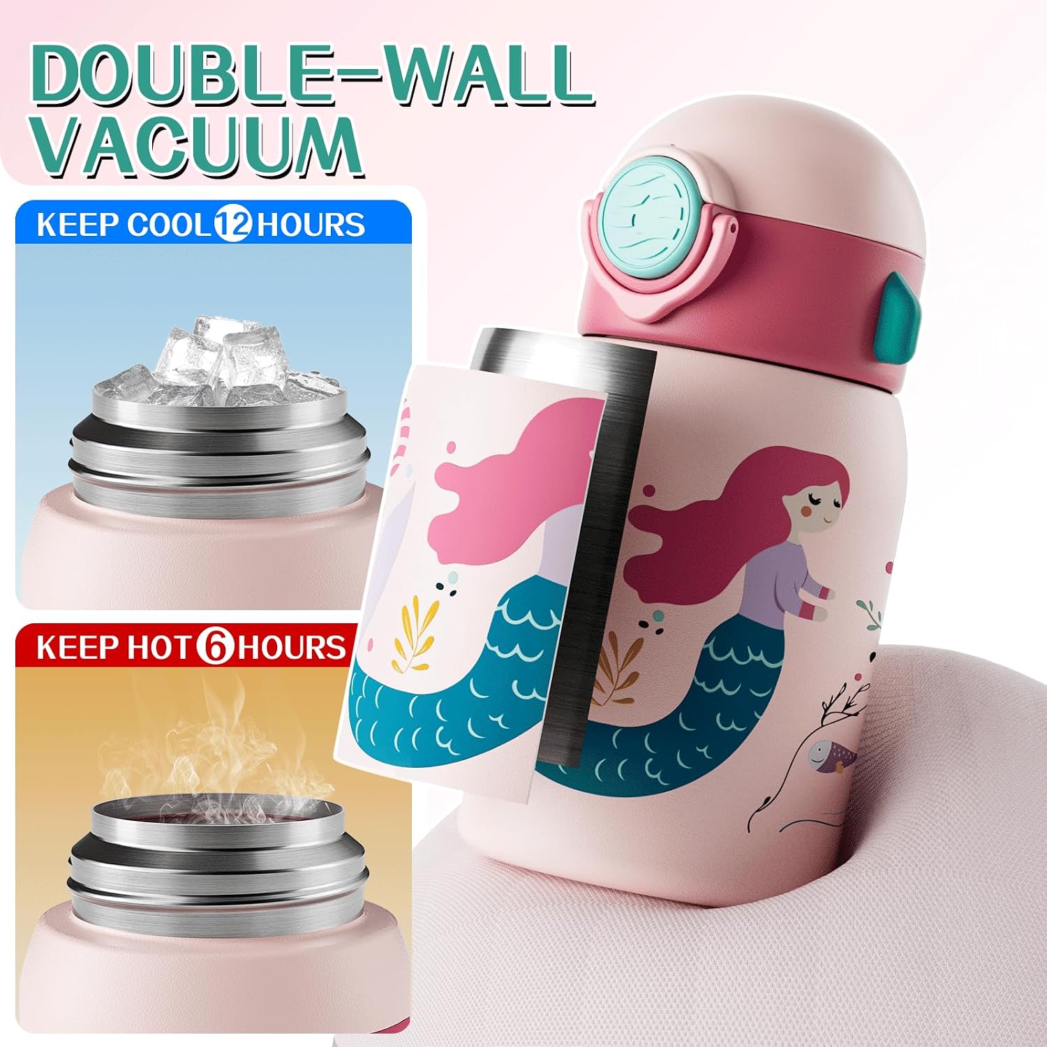 FJBOTTLE - BOTELLA DE AGUA PARA NIÑOS CON CAÑITA SIN BPA, A PRUEBA DE FUGAS, 400ML - 4