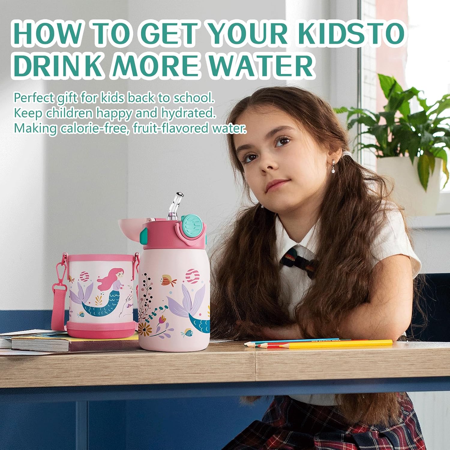 FJBOTTLE - BOTELLA DE AGUA PARA NIÑOS CON CAÑITA SIN BPA, A PRUEBA DE FUGAS, 400ML - 7