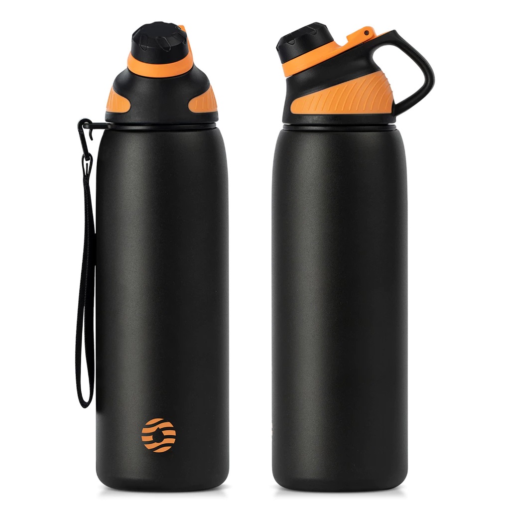FJBOTTLE - BOTELLA DE AGUA DEPORTIVA CON AISLAMIENTO Y TAPA MAGNÉTICA 600ML NEGRO - 1