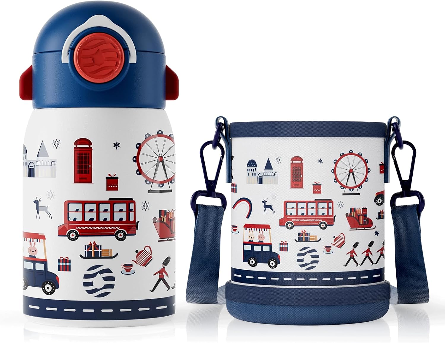 FJBOTTLE - BOTELLA DE AGUA PARA NIÑOS CON CAÑITA SIN BPA, A PRUEBA DE FUGAS, 400ML - 1