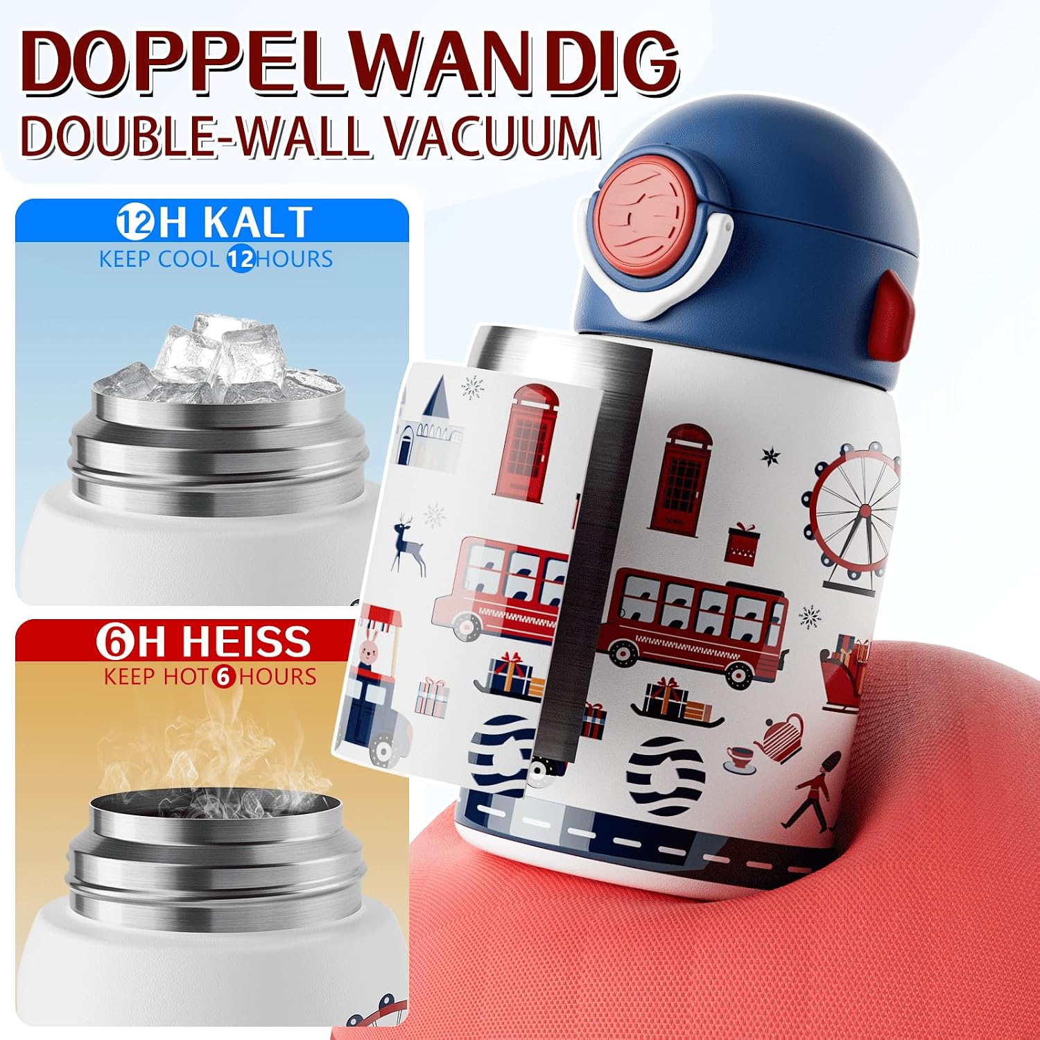 FJBOTTLE - BOTELLA DE AGUA PARA NIÑOS CON CAÑITA SIN BPA, A PRUEBA DE FUGAS, 400ML - 4