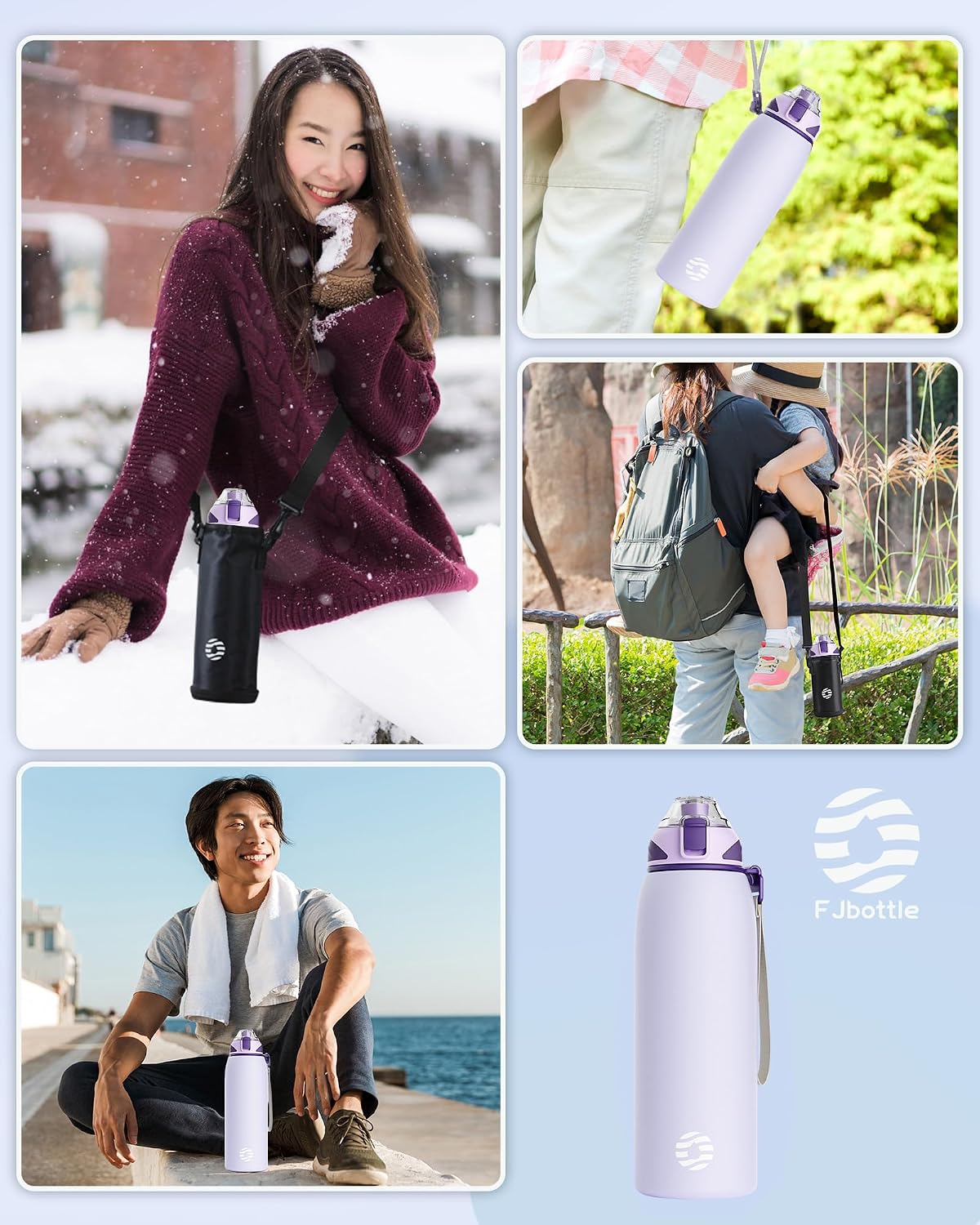 FJBOTTLE - BOTELLA DEPORTIVA ACERO CON AISLAMIENTO Y TAPA DE TRITAN 1000ML - PÚRPURA - 2