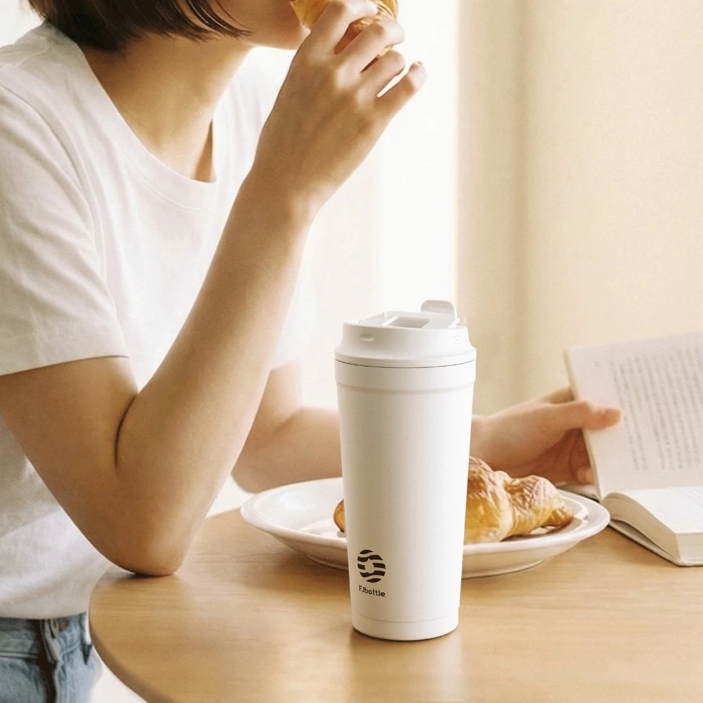 BOTELLA MUG TÉMICO ACERO CON TAPA DE TRITÁN 480ML - BLANCO - 2