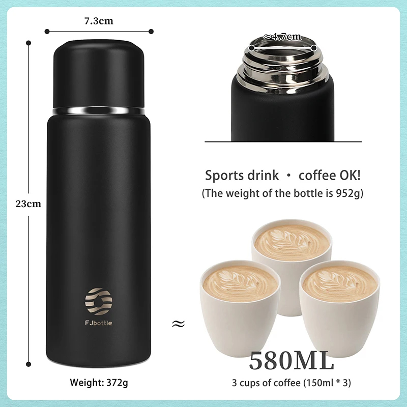 FJBOTTLE - TERMO CON AISLAMIENTO ACERO Y TAPA DE TRITAN EN FORMA DE TAZA 600ML - 3
