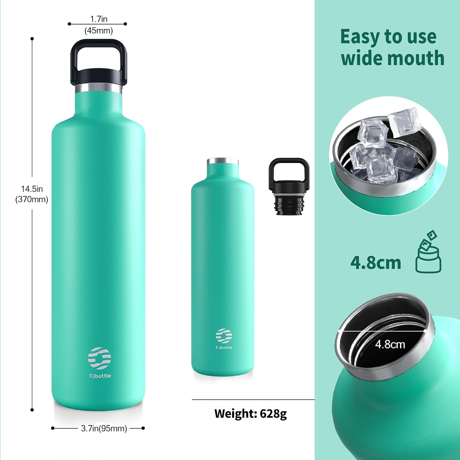 FJBOTTLE - BOTELLA DE AGUA DE 1750ML ACERO INOXIDABLE TÉRMICO DE DOBLE PARED PARA BEBIDAS CALIENTES/FRÍAS CON BOLSA DE TRANSPORTE - 2
