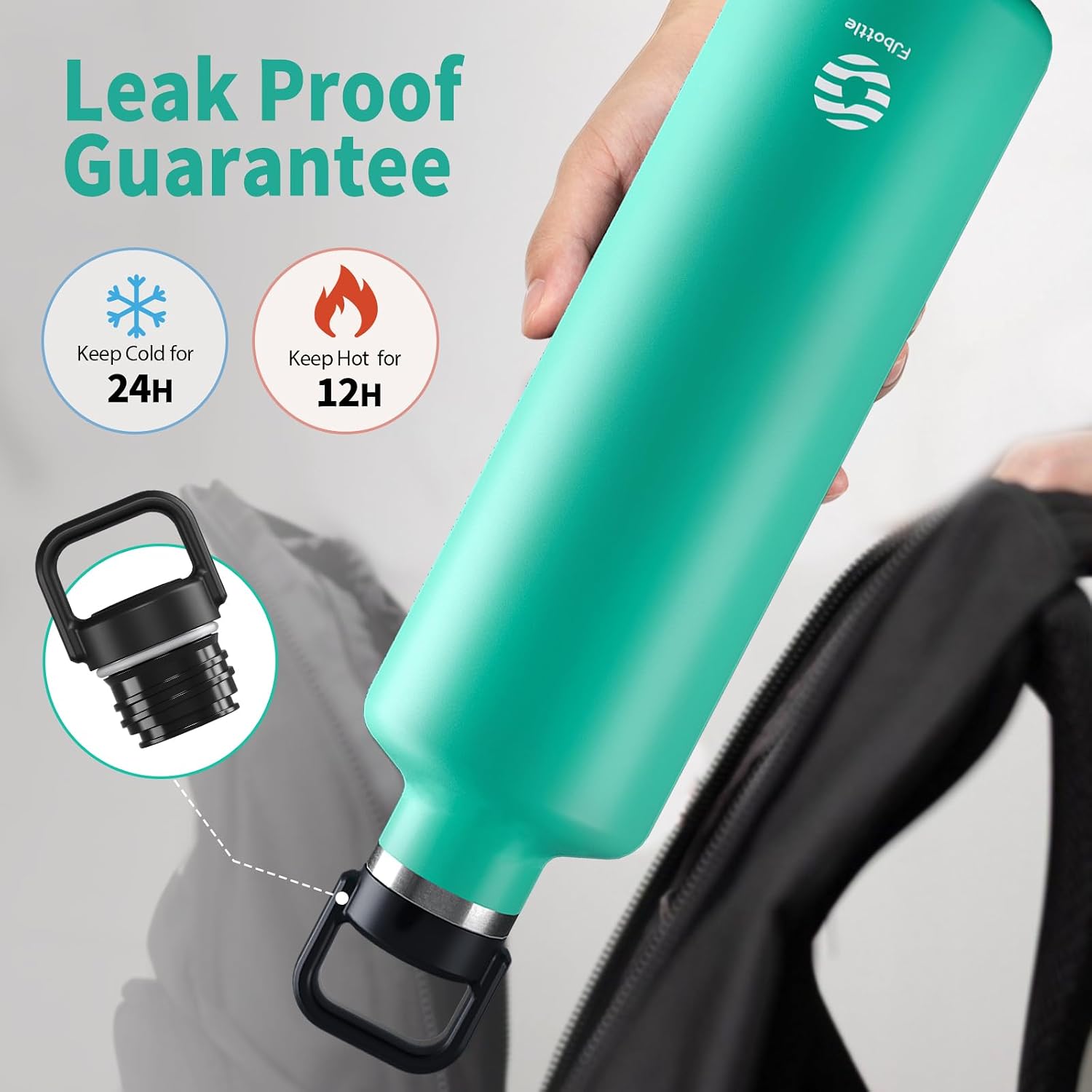 FJBOTTLE - BOTELLA DE AGUA DE 1750ML ACERO INOXIDABLE TÉRMICO DE DOBLE PARED PARA BEBIDAS CALIENTES/FRÍAS CON BOLSA DE TRANSPORTE - 3