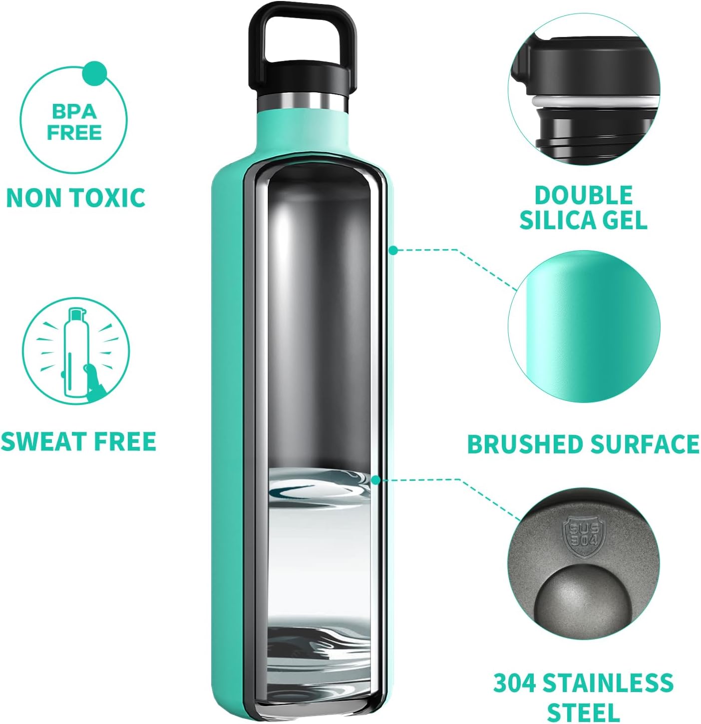 FJBOTTLE - BOTELLA DE AGUA DE 1750ML ACERO INOXIDABLE TÉRMICO DE DOBLE PARED PARA BEBIDAS CALIENTES/FRÍAS CON BOLSA DE TRANSPORTE - 4