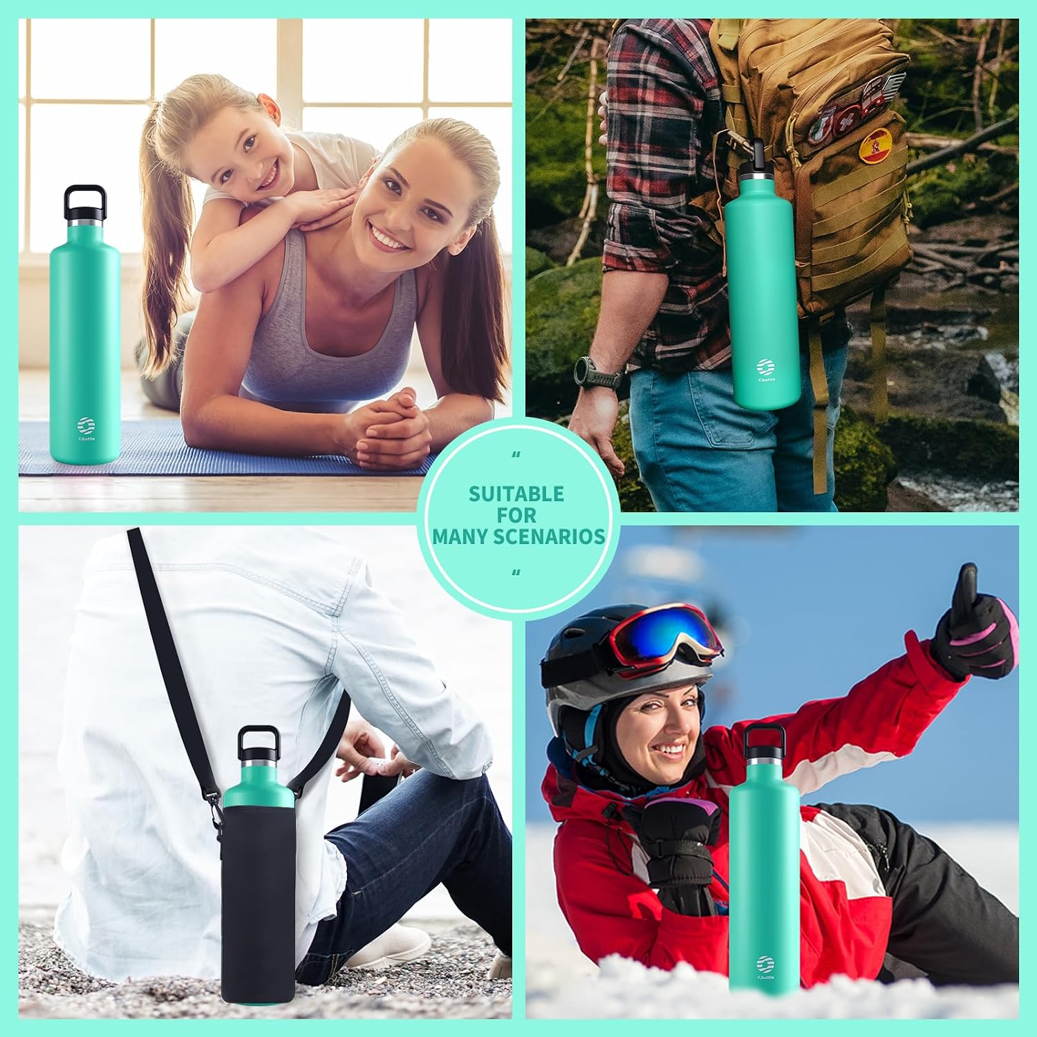 FJBOTTLE - BOTELLA DE AGUA DE 1750ML ACERO INOXIDABLE TÉRMICO DE DOBLE PARED PARA BEBIDAS CALIENTES/FRÍAS CON BOLSA DE TRANSPORTE - 6