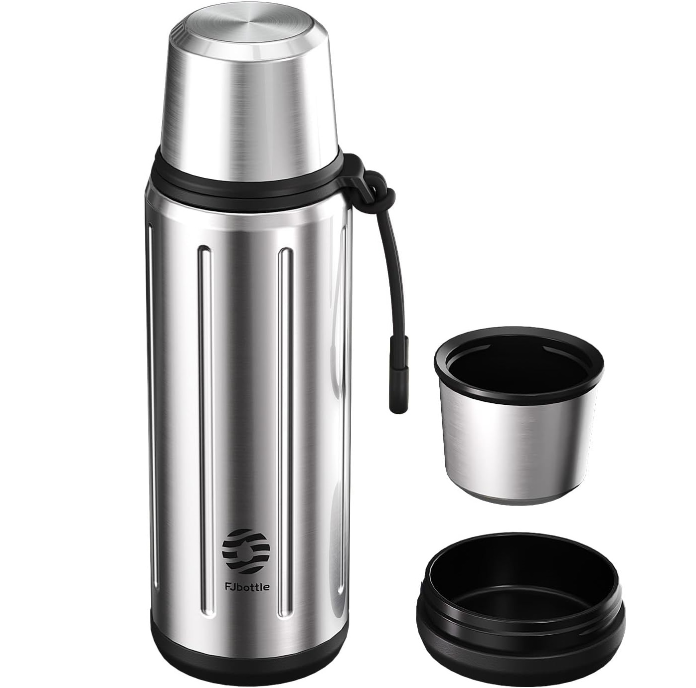 FJBOTTLE - TERMO CON VASO DE 1 LITRO (72HRS FRÍO 24HRS CALIENTE) PARA CAFÉ Y TÉ CON BASE EXTRAÍBLE Y FILTRO - 1