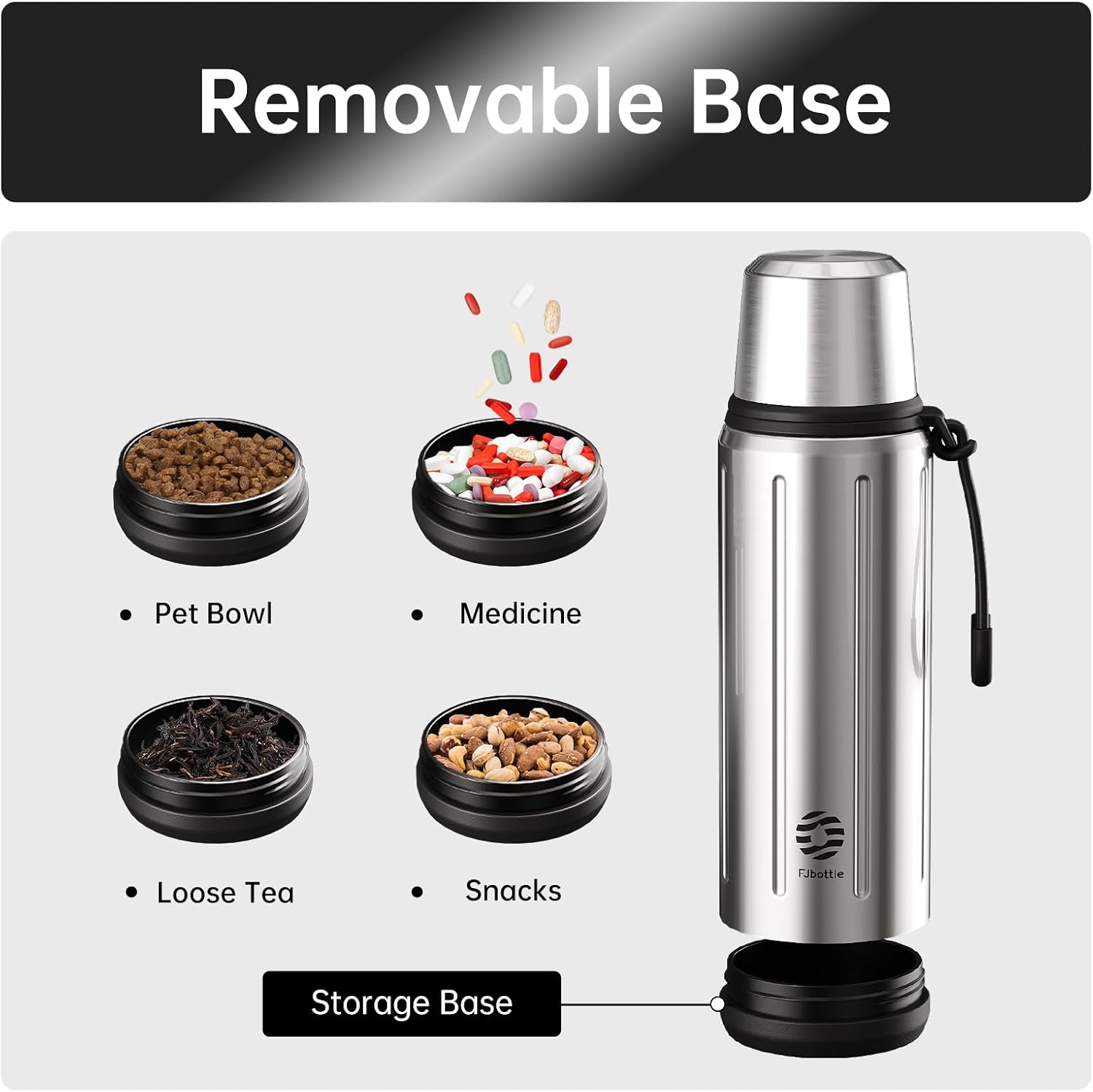 FJBOTTLE - TERMO CON VASO DE 1 LITRO (72HRS FRÍO 24HRS CALIENTE) PARA CAFÉ Y TÉ CON BASE EXTRAÍBLE Y FILTRO - 3
