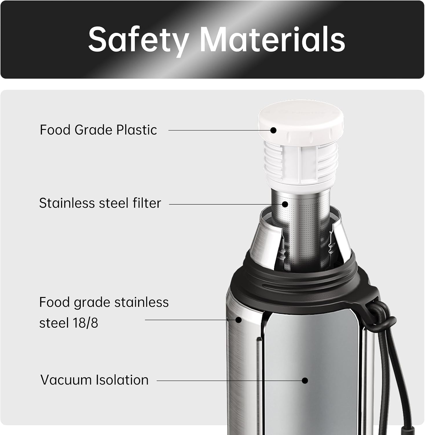 FJBOTTLE - TERMO CON VASO DE 1 LITRO (72HRS FRÍO 24HRS CALIENTE) PARA CAFÉ Y TÉ CON BASE EXTRAÍBLE Y FILTRO - 6