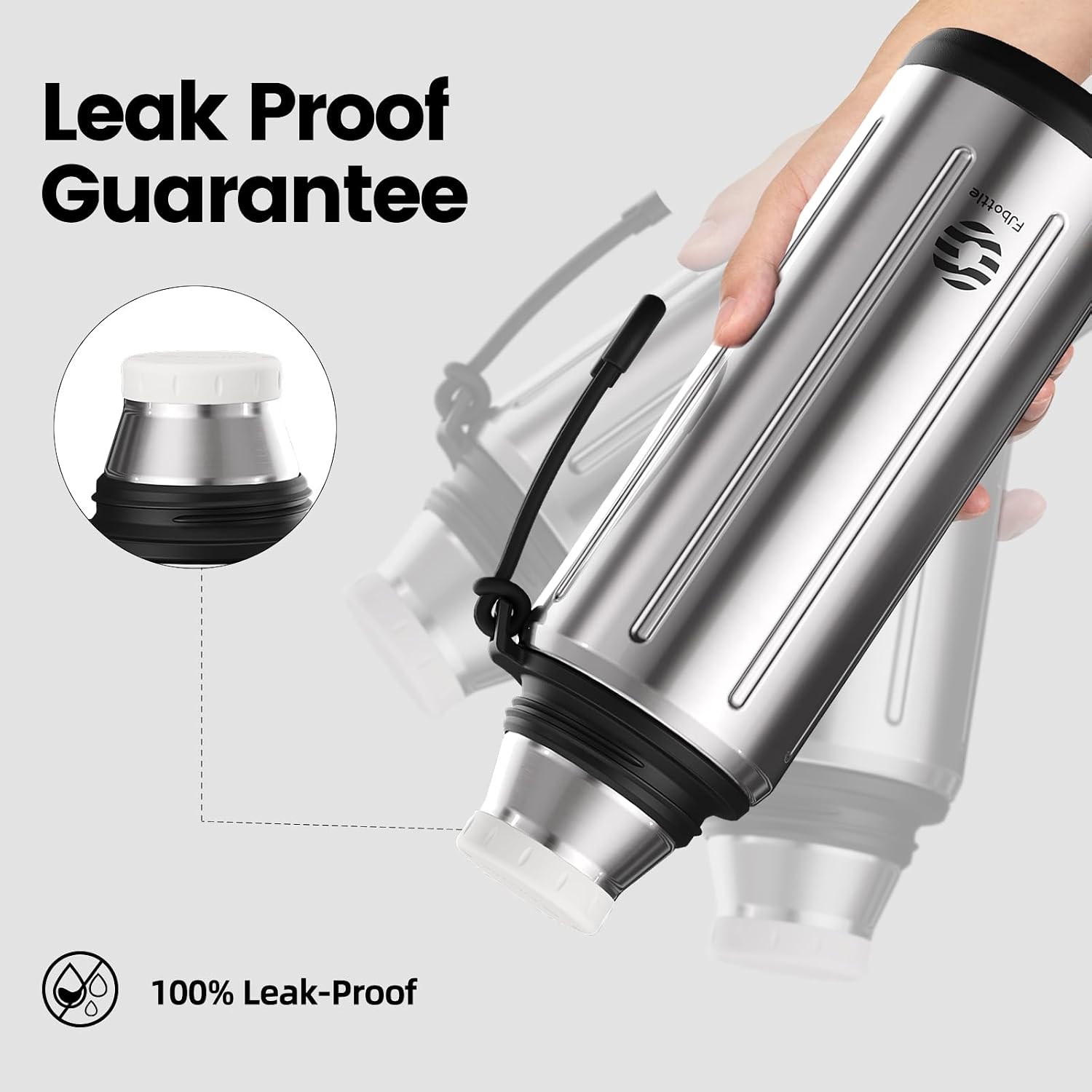 FJBOTTLE - TERMO CON VASO DE 1 LITRO (72HRS FRÍO 24HRS CALIENTE) PARA CAFÉ Y TÉ CON BASE EXTRAÍBLE Y FILTRO - 7