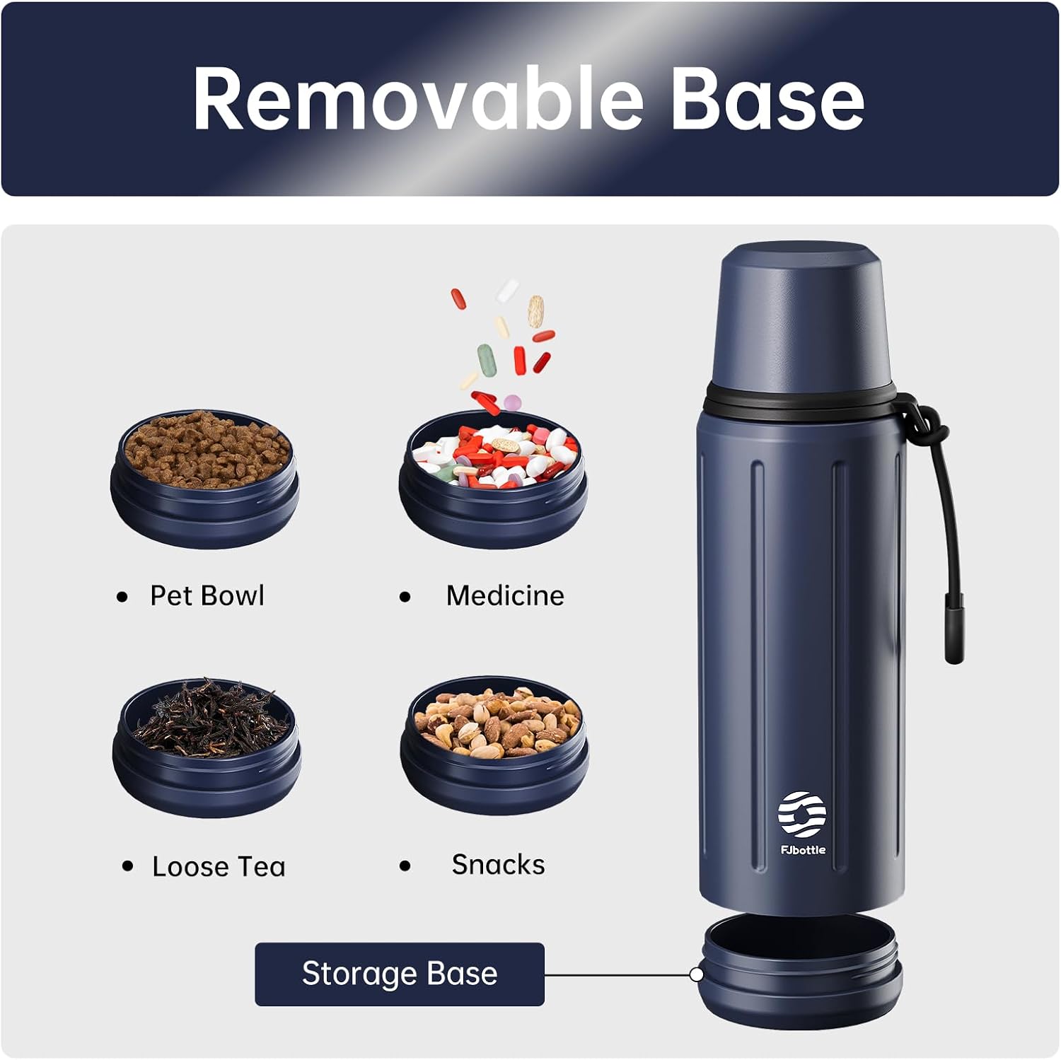 FJBOTTLE - TERMO CON VASO DE 1 LITRO (72HRS FRÍO 24HRS CALIENTE) PARA CAFÉ Y TÉ CON BASE EXTRAÍBLE Y FILTRO - 3