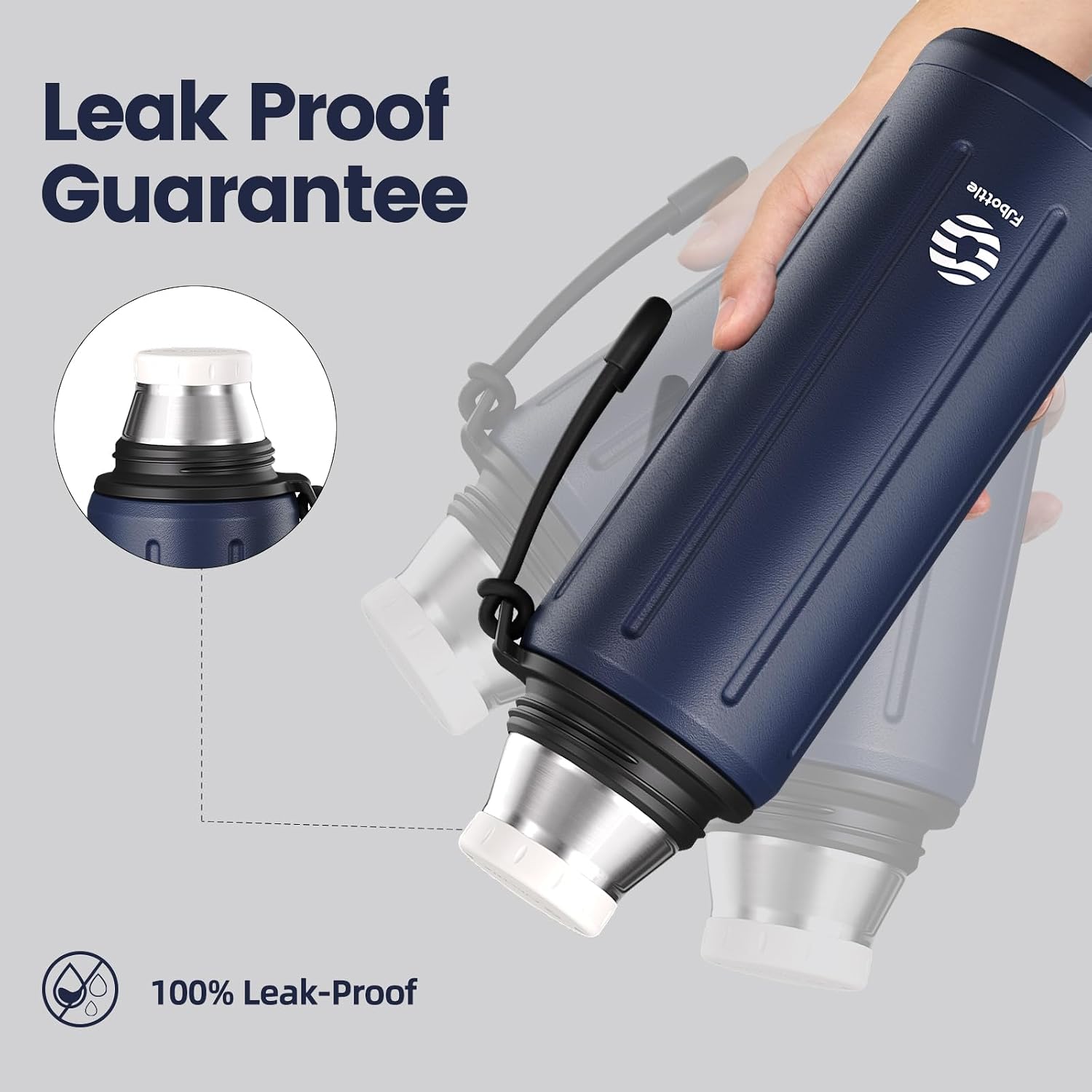 FJBOTTLE - TERMO CON VASO DE 1 LITRO (72HRS FRÍO 24HRS CALIENTE) PARA CAFÉ Y TÉ CON BASE EXTRAÍBLE Y FILTRO - 7