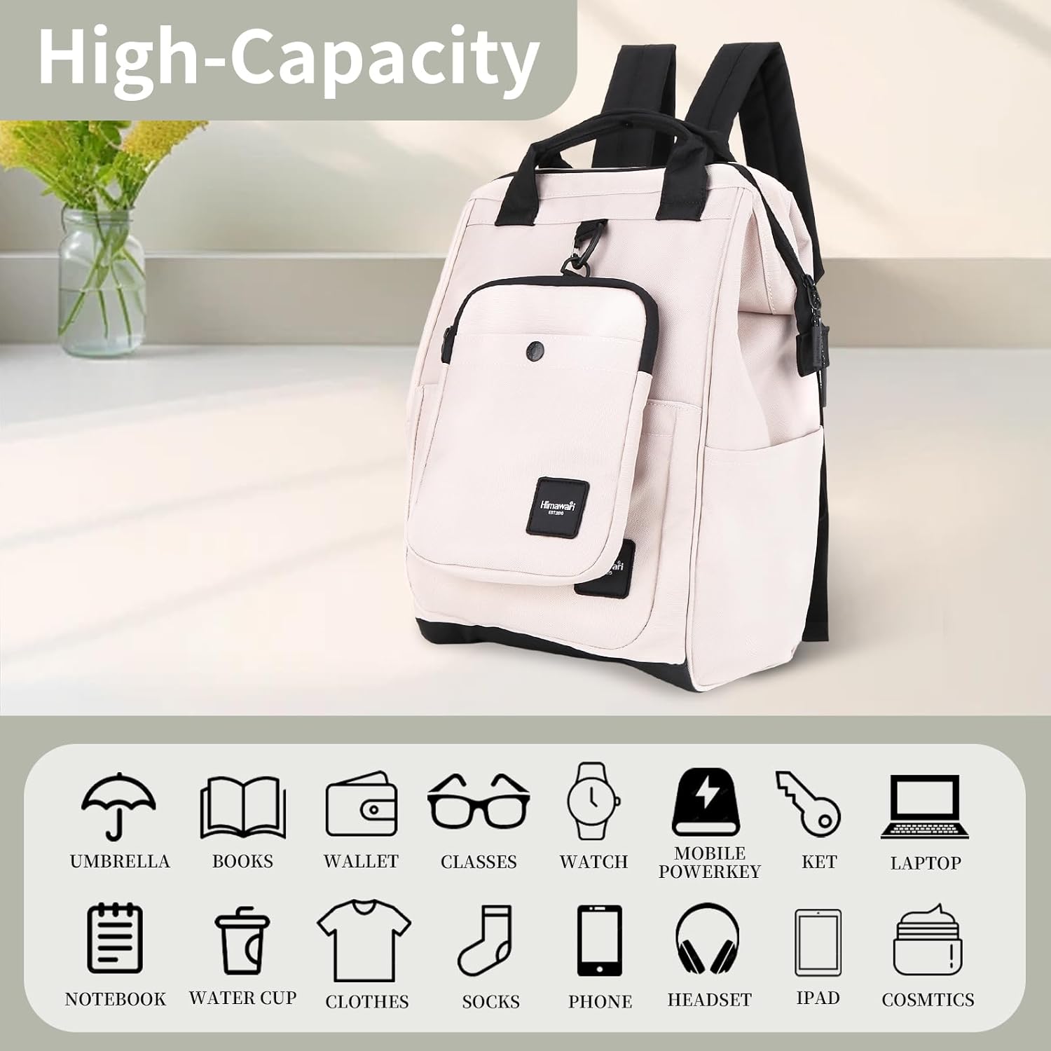 HIMAWARI - MOCHILA CSOMOS LAPTOP 14.9' #05 - BEIGE - 2