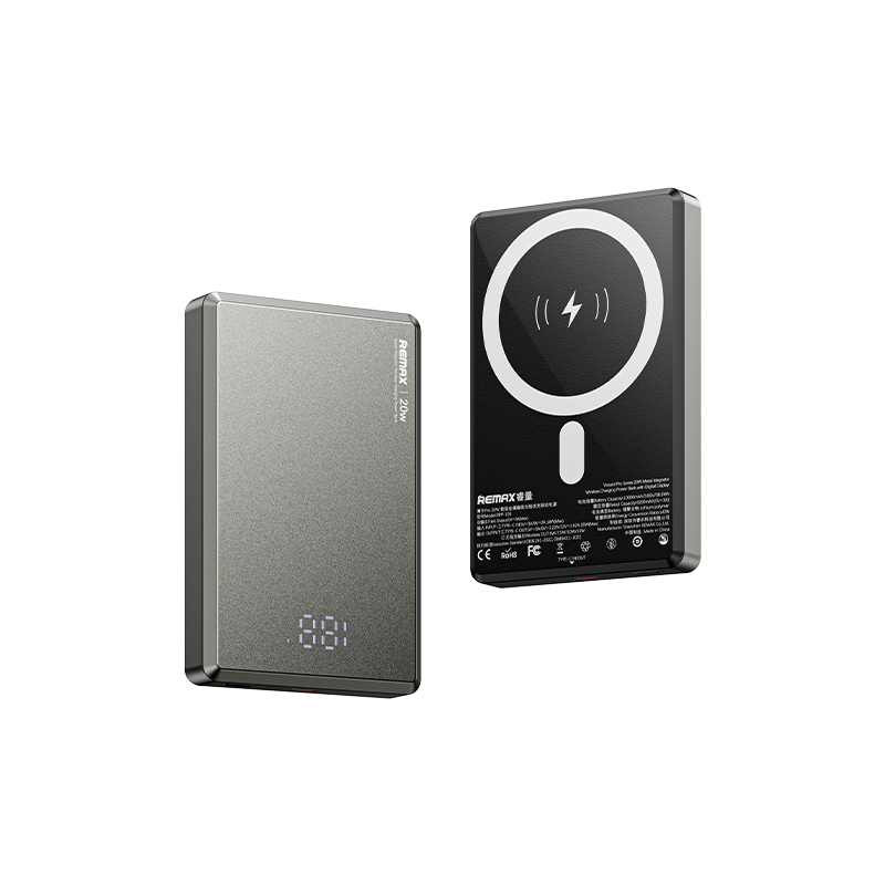 REMAX - POWER BANK VOCARD PRO SERIES 20W METAL MAGNÉTICO WIRELESS 10000MAH RPP-109 GRIS - 1