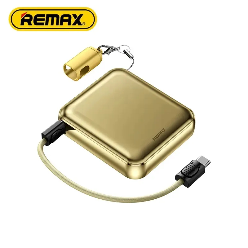 REMAX - POWER BANK MINI ALUMINIO CABLE INTEGRADO 20000MAH 20W + QC 22.5W FC-07 DORADO - 1