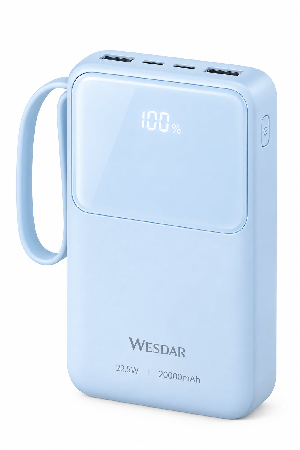 WESDAR - POWERBANK 22,5W PD FAST CHARGE C/CABLES 10000MAH S1110 - AZUL - 1