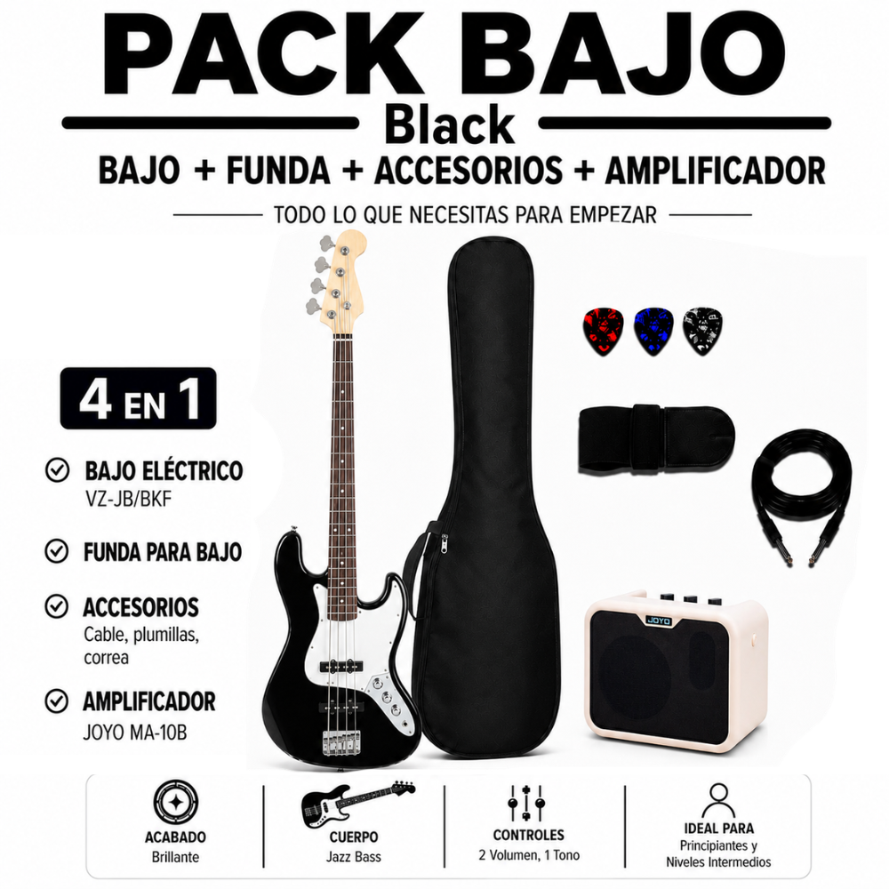 PACK VOZZEX DE BAJO NEGRO + AMPLIFICADOR 10W - 4