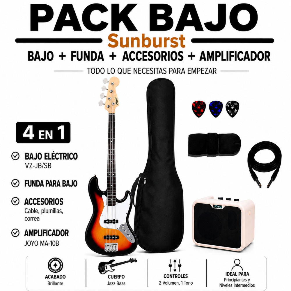 PACK VOZZEX DE BAJO SUNBURST + AMPLIFICADOR 10W - 4