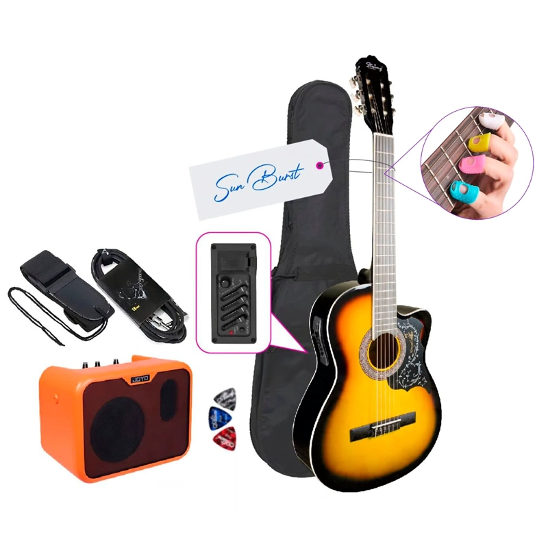 PACK ELECTROACUSTICO NYLON SUNBURST. - 1