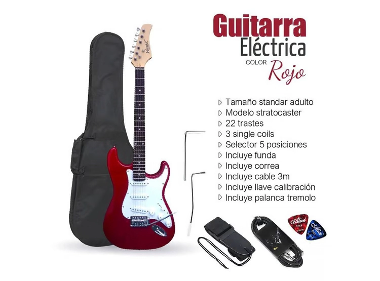 GUITARRA ELÉCTRICA STRATOCASTER ROJO TAMAÑO ADULTO - 1