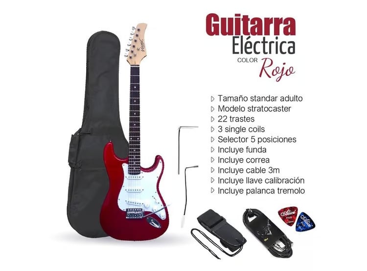 GUITARRA ELÉCTRICA STRATOCASTER TAMAÑO ADULTO - ROJO - 1
