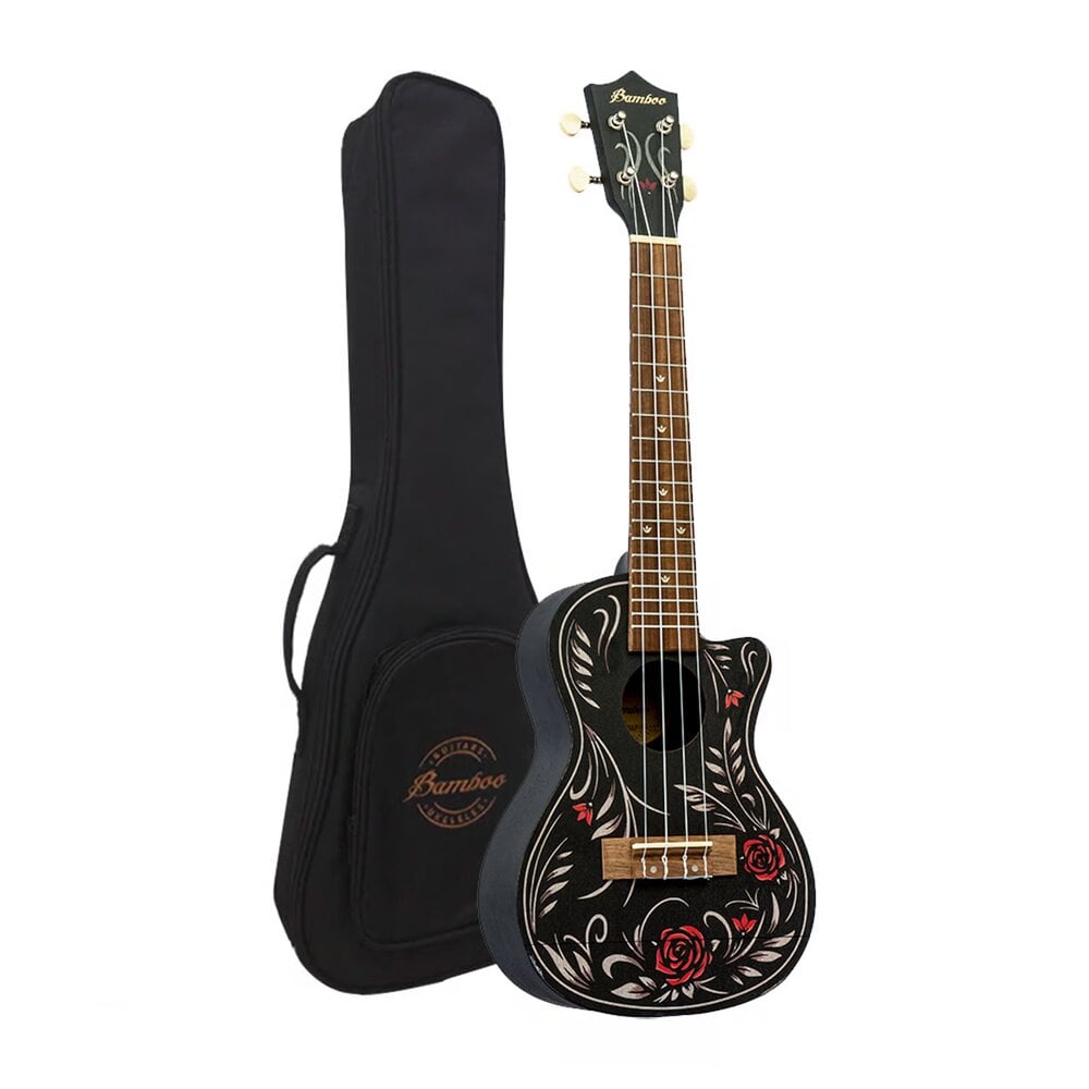 UKELELE CONCIERTO BLACK EDITION - FLOWER & ROLL - 1