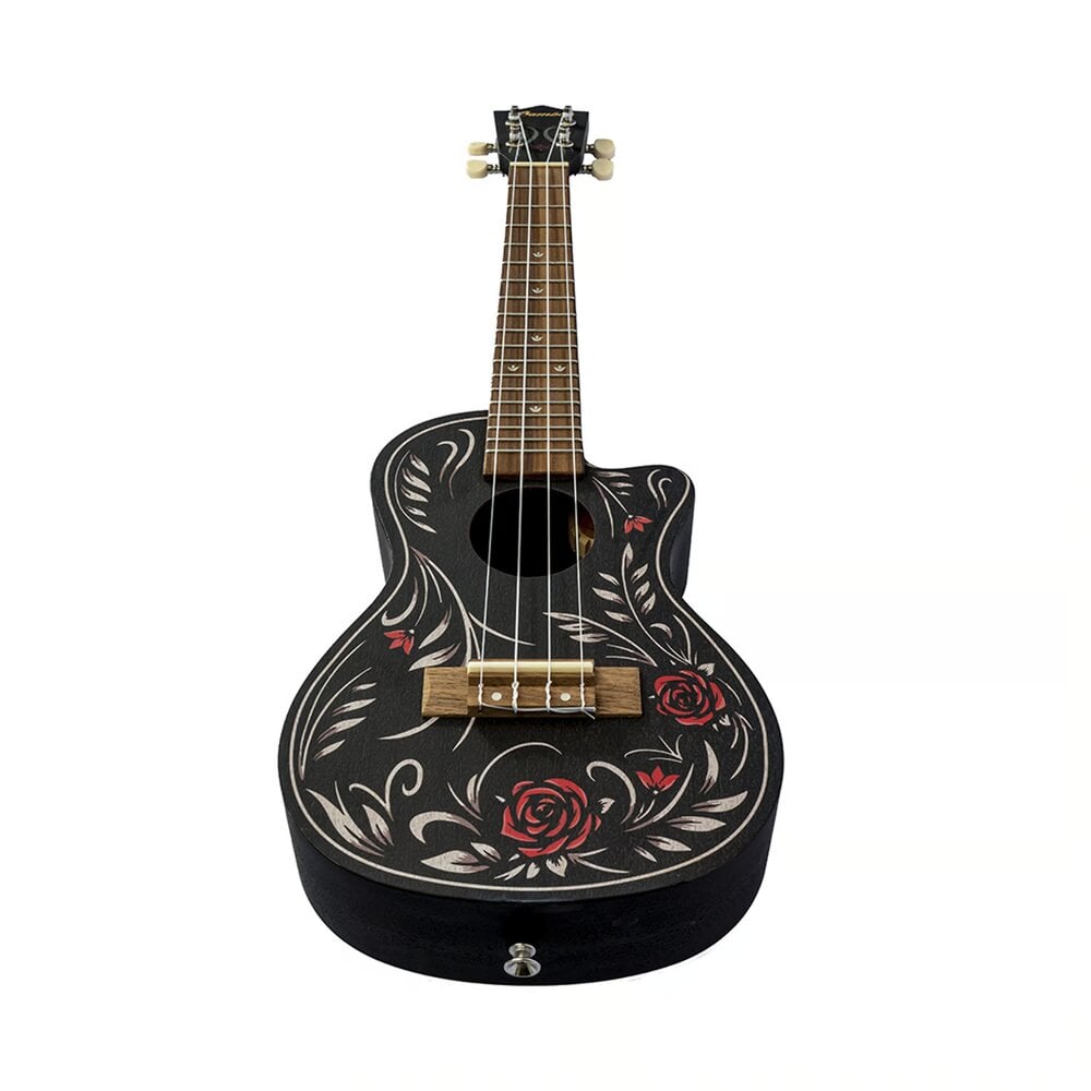 UKELELE CONCIERTO BLACK EDITION - FLOWER & ROLL - 3