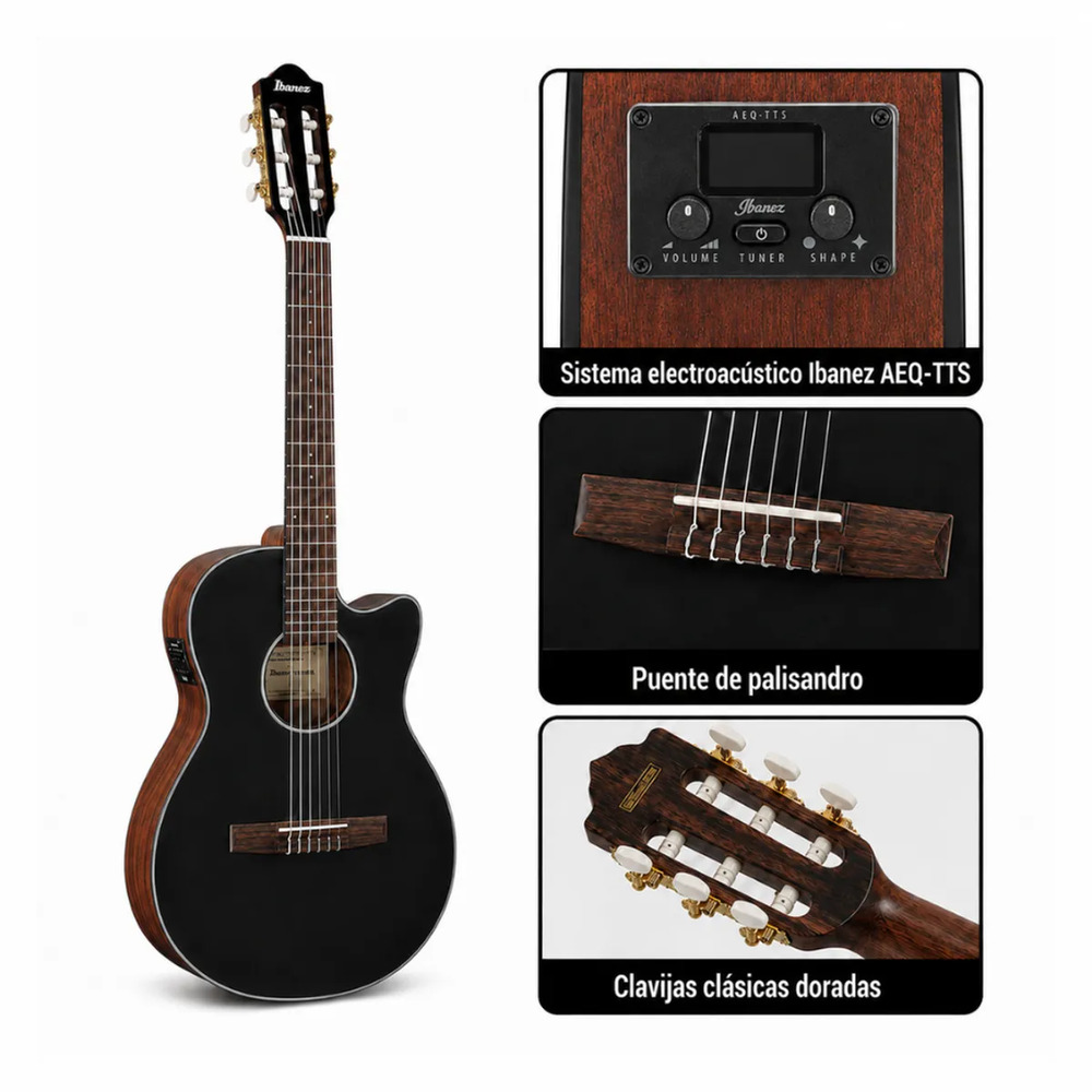 GUITARRA ELECTROACUSTICA AEG50N BLACK HIGH GLOSS TOP PACK - 2