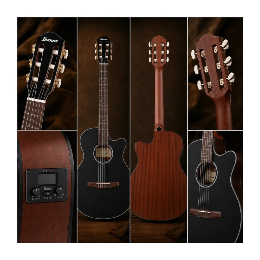 GUITARRA ELECTROACUSTICA AEG50N BLACK HIGH GLOSS TOP PACK - 5