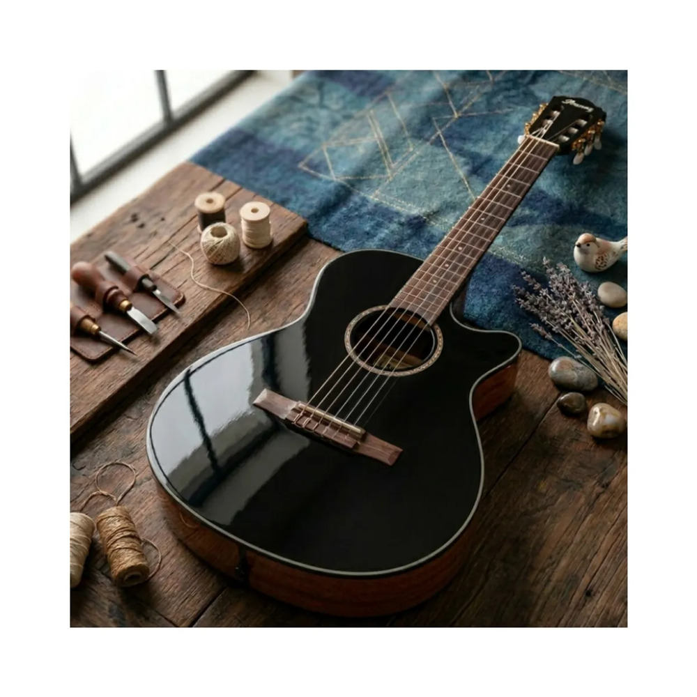 GUITARRA ELECTROACUSTICA AEG50N BLACK HIGH GLOSS TOP PACK - 6