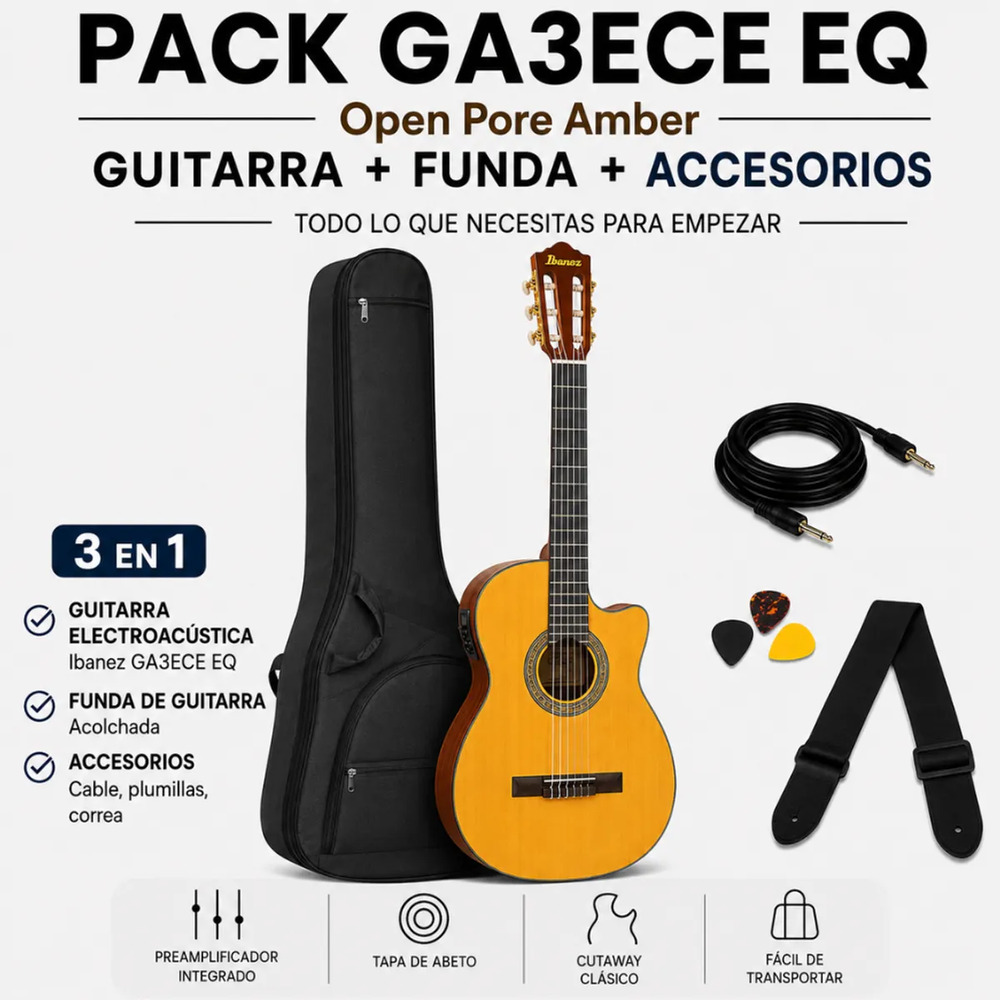 GUITARRA ELECTROACUSTICA GA3ECE OPEN PORE AMBER PACK - 3