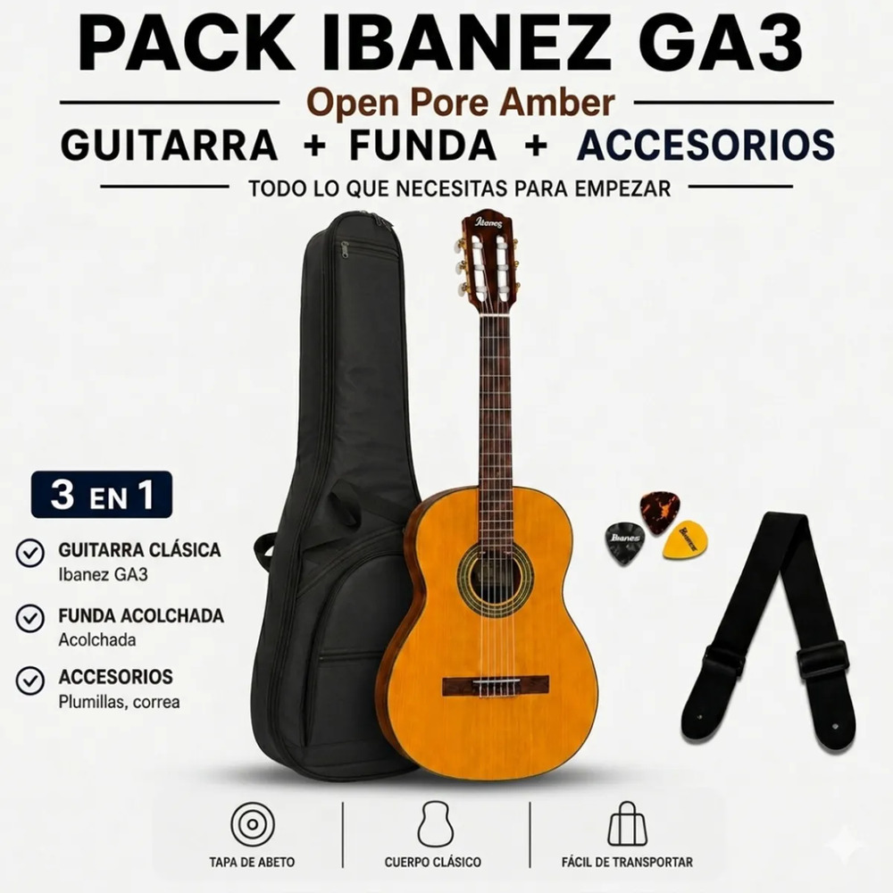GUITARRA CLASICA GA3 OPEN PORE AMBER PACK - 3
