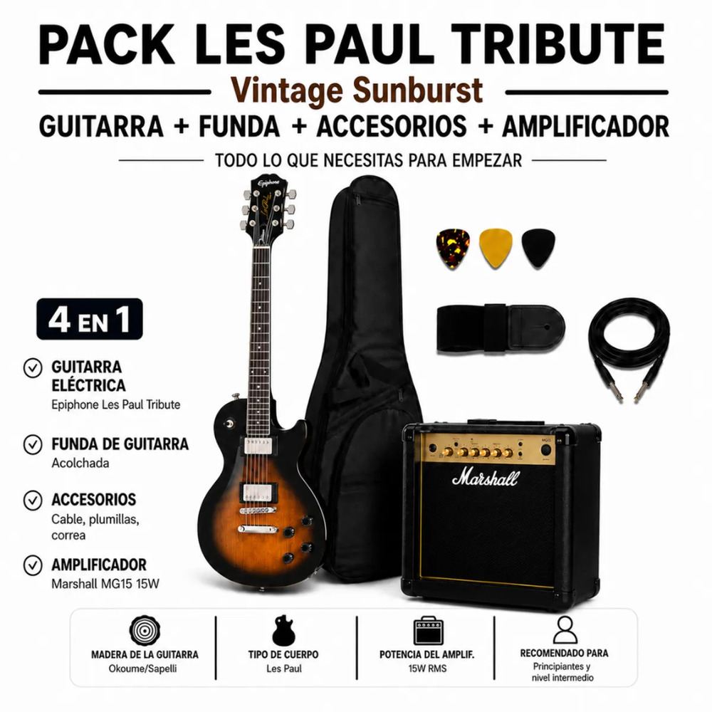 LES PAUL TRIBUTE VINTAGE SUNBURST - MARSHALL 15W - 4