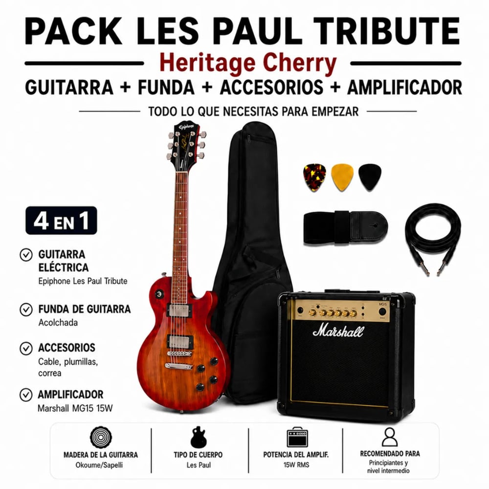 LES PAUL TRIBUTE HERITAGE CHERRY - MARSHALL 15W - 4